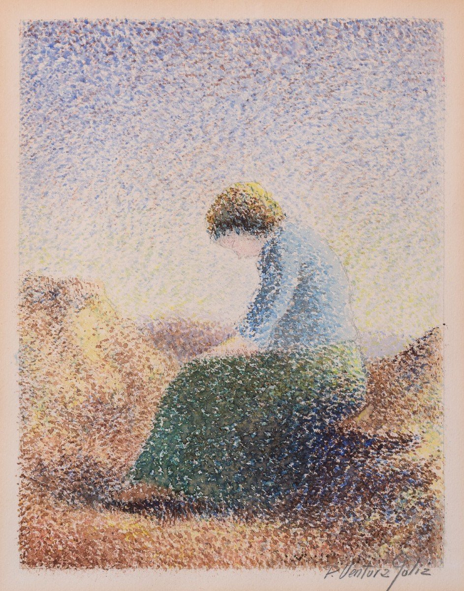 Pere Ventura Julia - Trois Aquarelles Pointillistes-photo-2