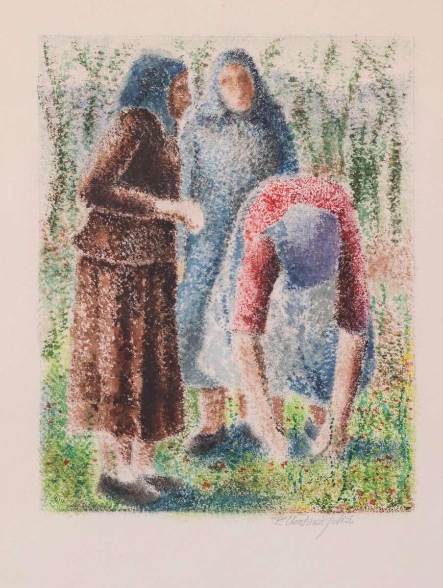 Pere Ventura Julia - Trois Aquarelles Pointillistes-photo-4