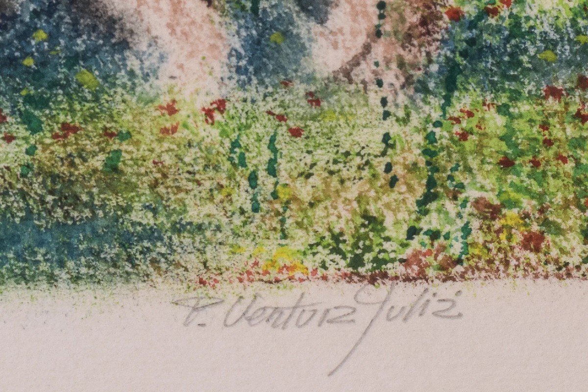 Pere Ventura Julia - Trois Aquarelles Pointillistes-photo-6