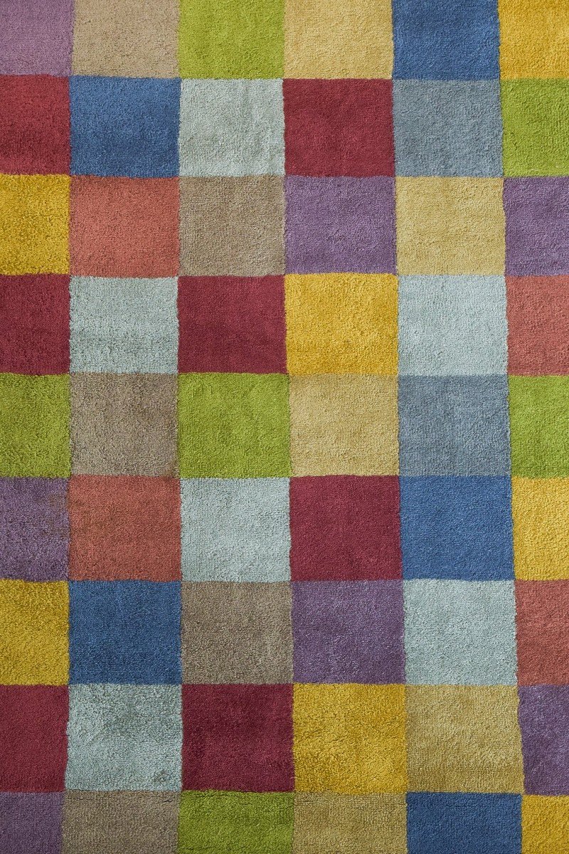 Tapis à Carreaux Colorés Tissé à La Main-photo-2