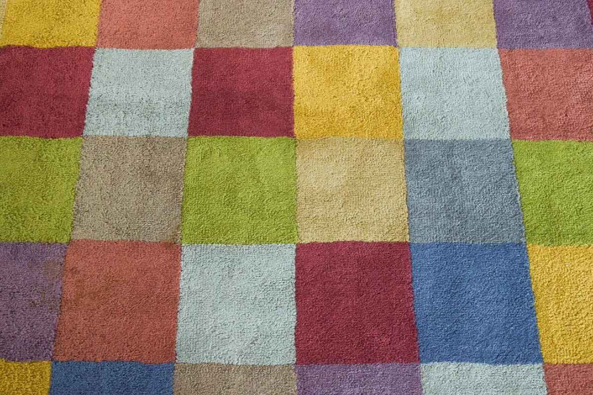 Tapis à Carreaux Colorés Tissé à La Main-photo-4