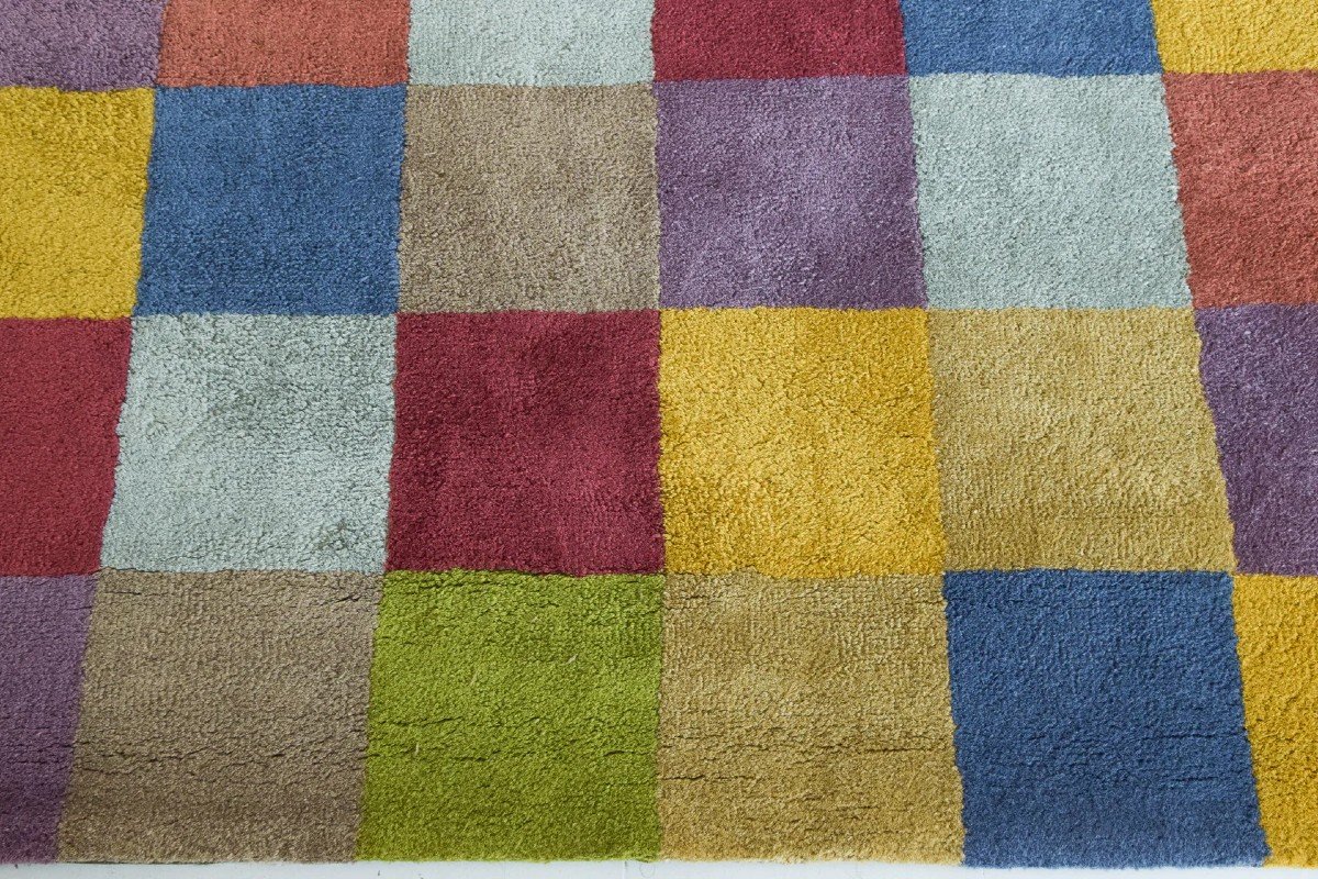 Tapis à Carreaux Colorés Tissé à La Main-photo-1