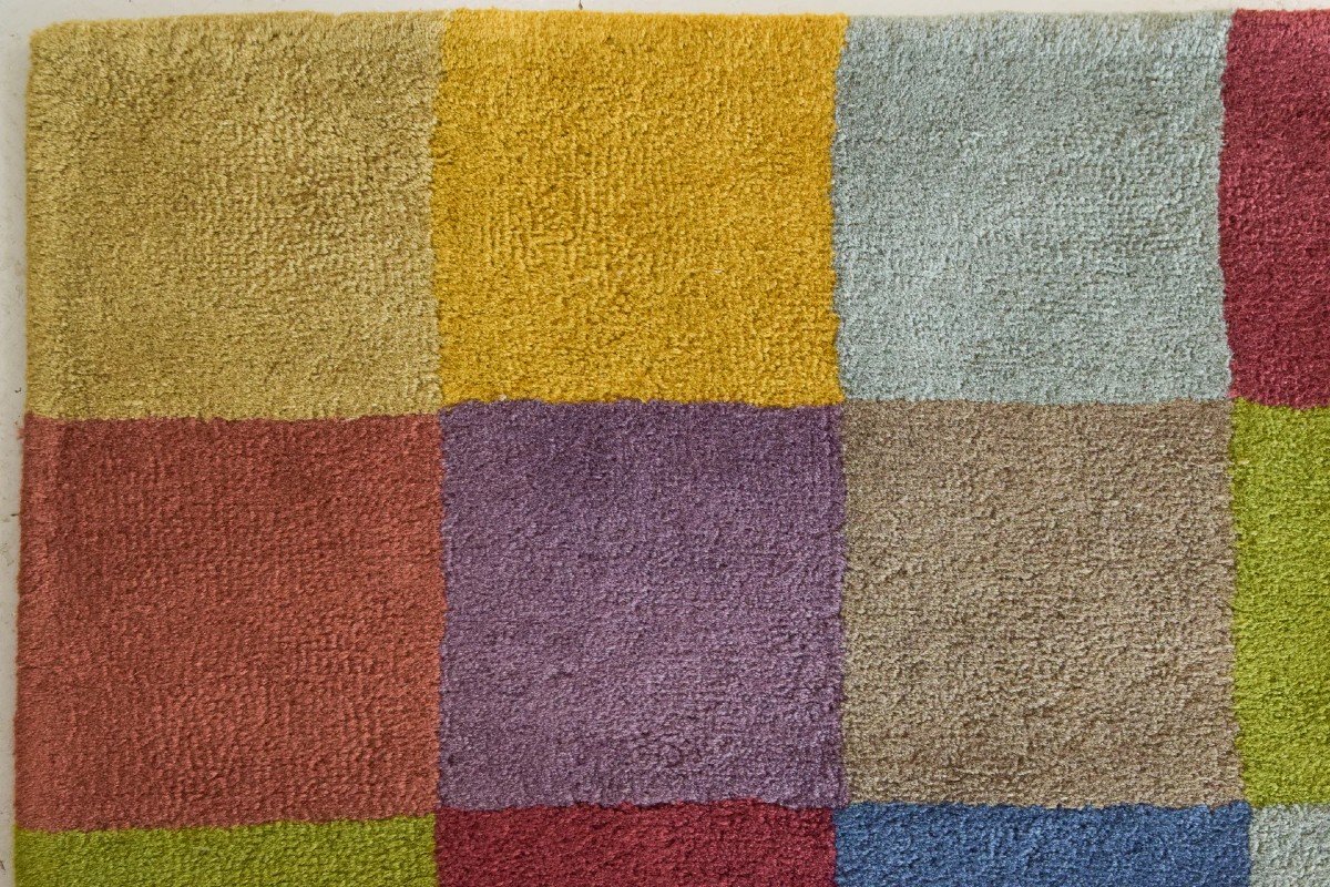 Tapis à Carreaux Colorés Tissé à La Main-photo-2