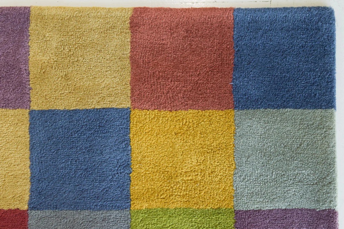 Tapis à Carreaux Colorés Tissé à La Main-photo-3