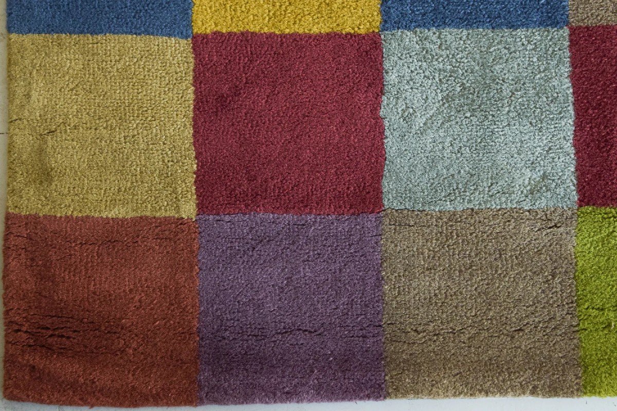 Tapis à Carreaux Colorés Tissé à La Main-photo-4