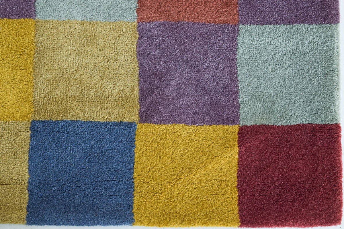 Tapis à Carreaux Colorés Tissé à La Main-photo-5