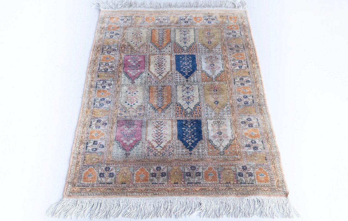 Vintage - Kashmir Hand Knotted Silk Rug-photo-2