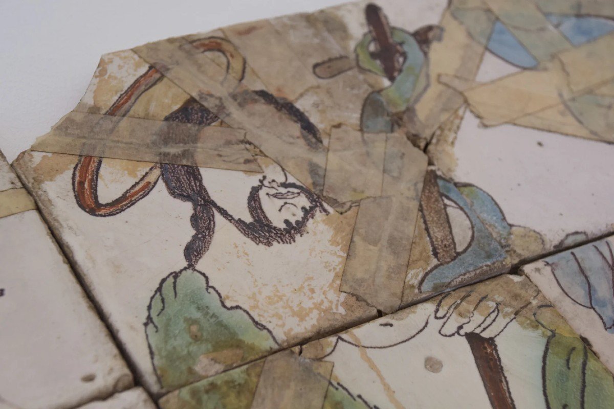 Antique Polychrome Tiles - Mural Of Jesus-photo-3