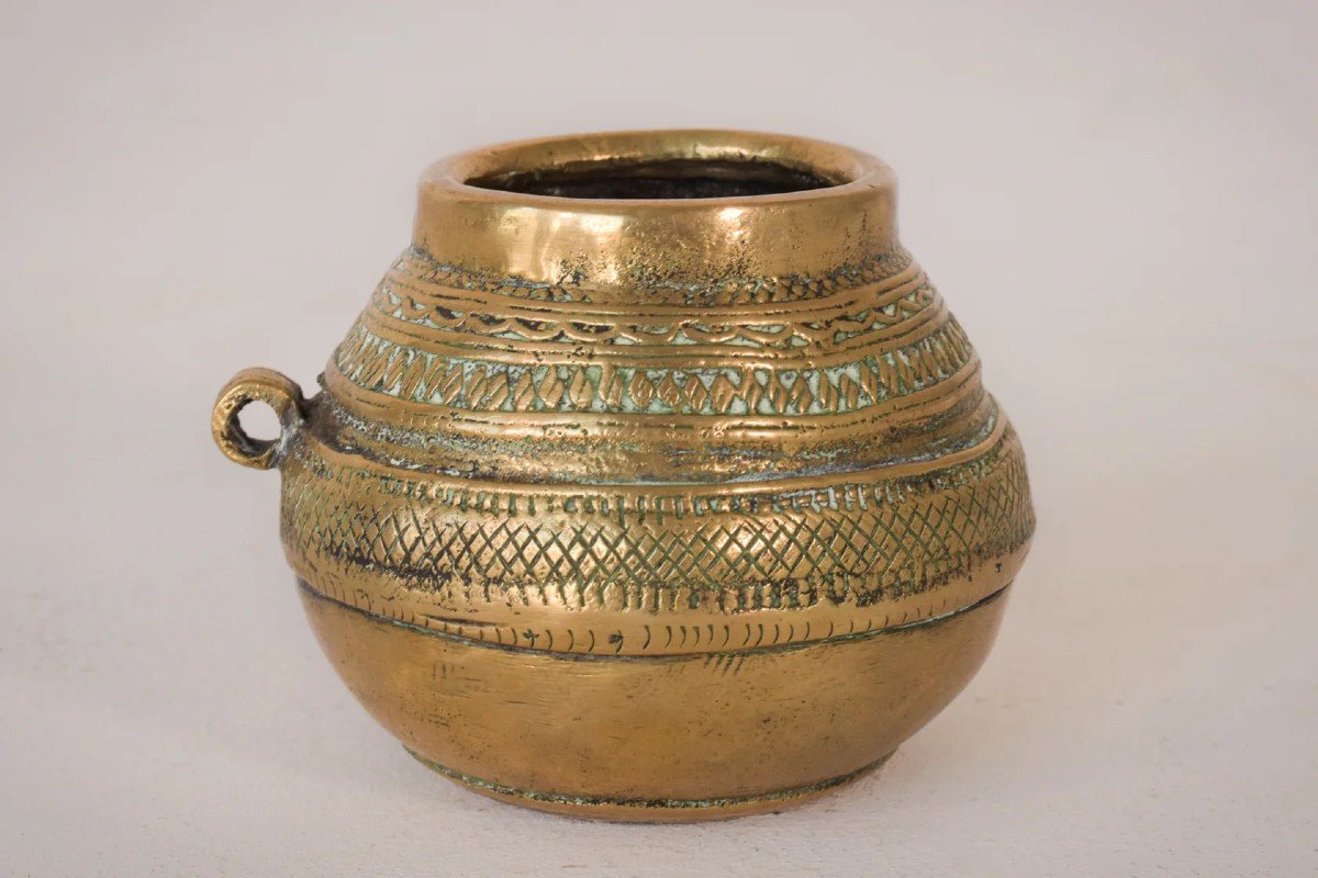 African Tribal Brass Measuring Pot