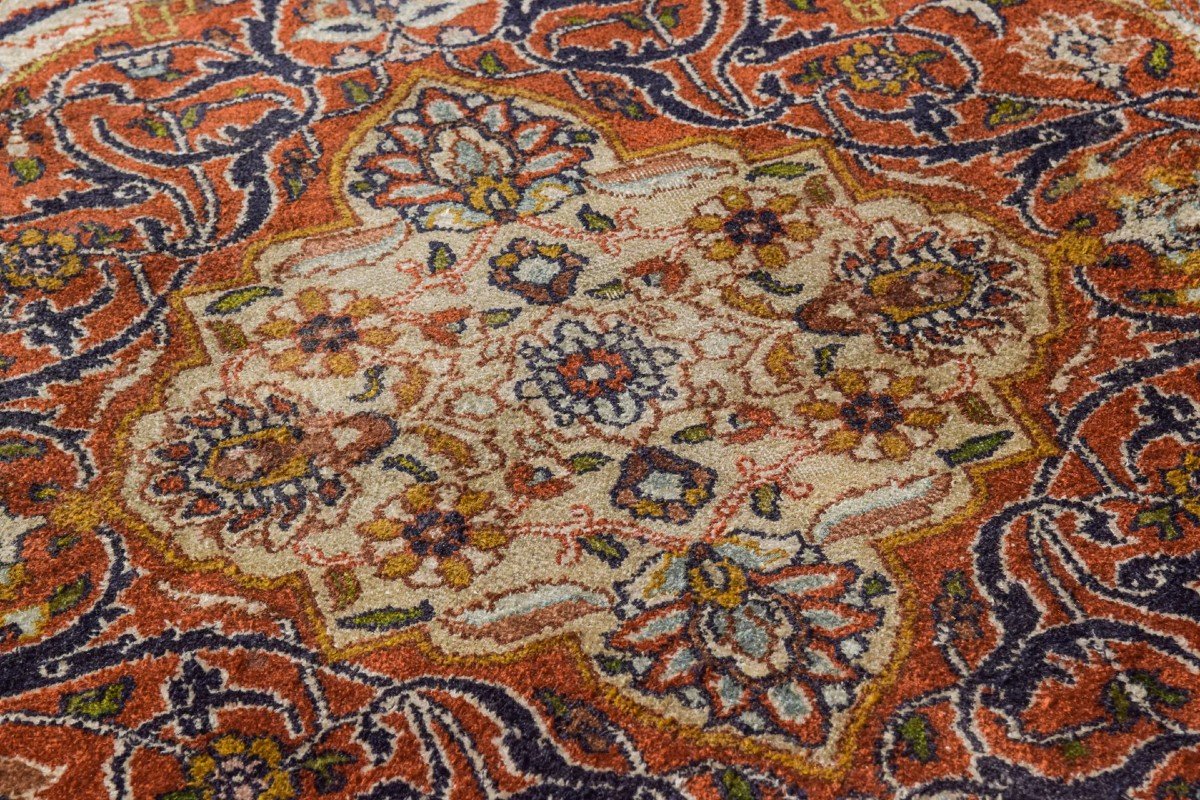 Tapis Médaillon Tissé à La Main - Avec Fleurs-photo-3