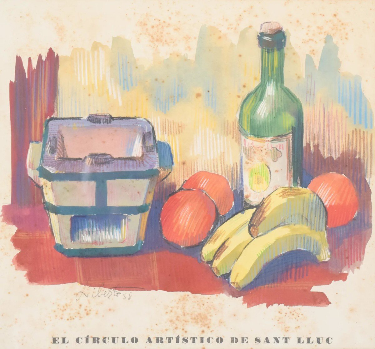 'el Círculo Artístico De Sant Lluc' - Lithographie Nature Morte