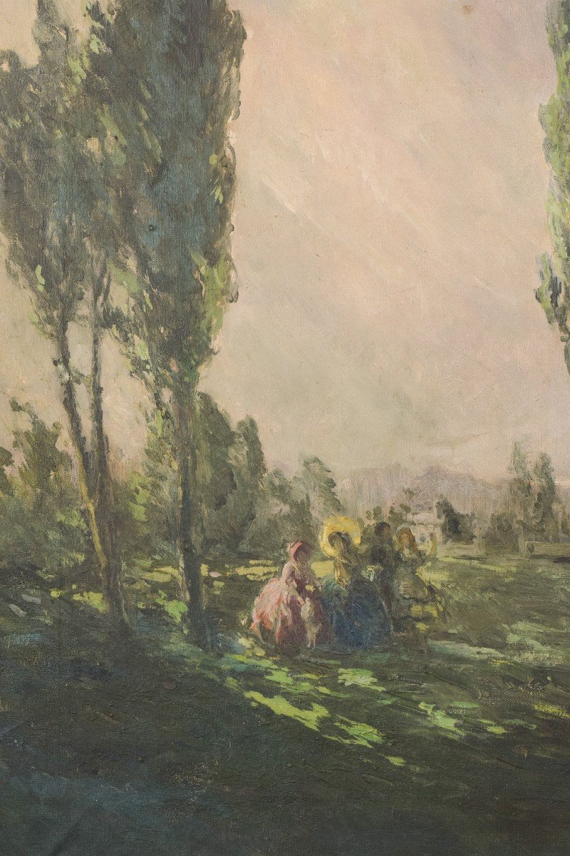 Dames Classiques Dans Un Paysage - Peinture à l'Huile Impressionniste-photo-2