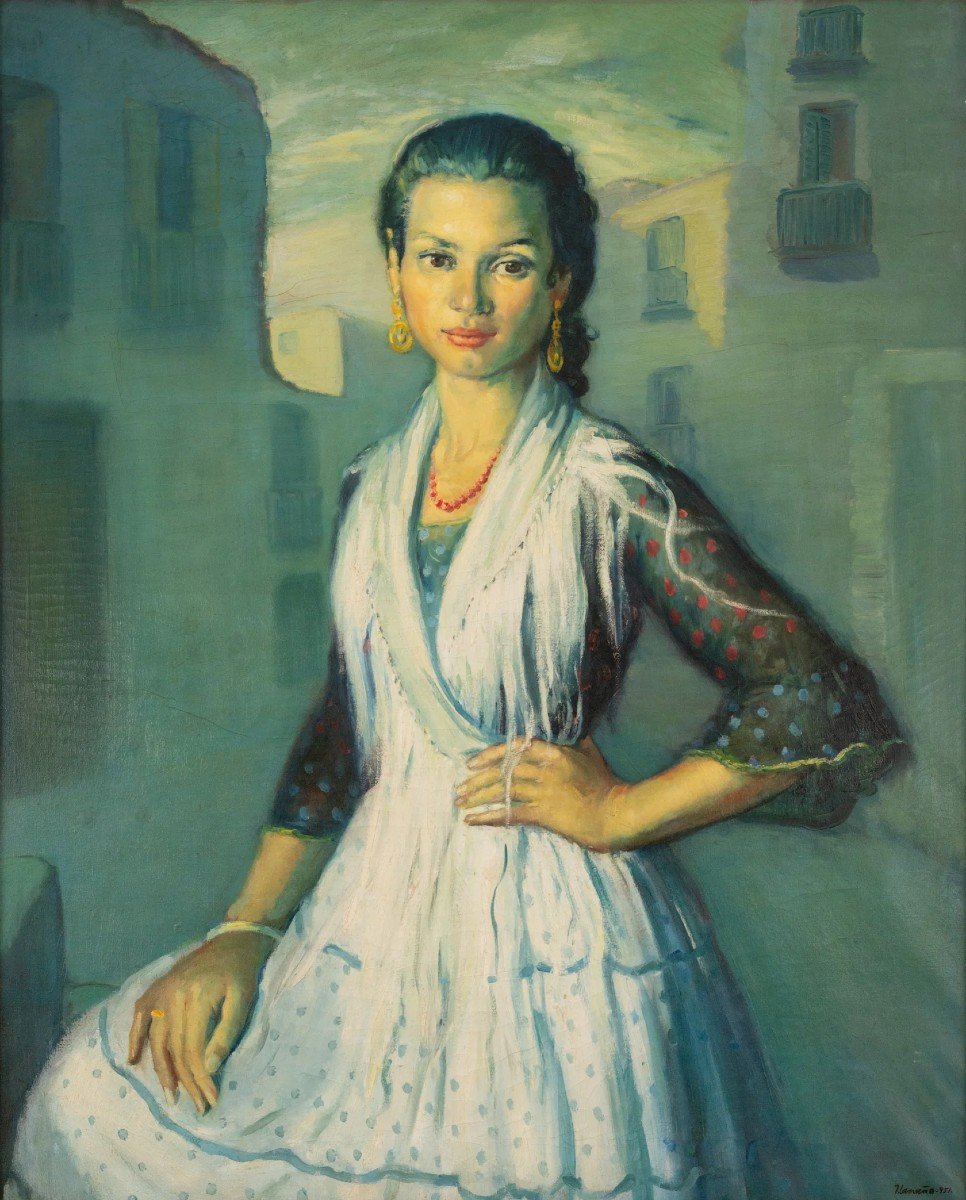 "gipsy - Rosario" Of Montjuich - José Lamuño - Framed Oil On Canvas