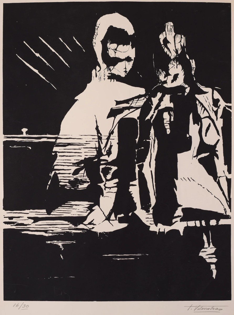 Black And White Limited Addition Lithograph - Teresa Vilarrubias (1914)