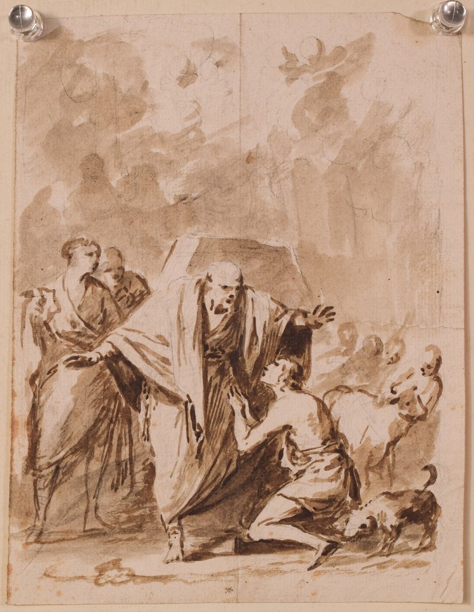 Antique Sketch In Sepia - 18th Century