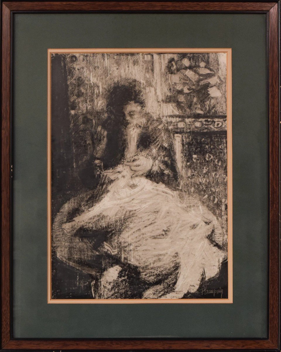 Disciple De Pierre Bonnard - Dame Couseuse-photo-3