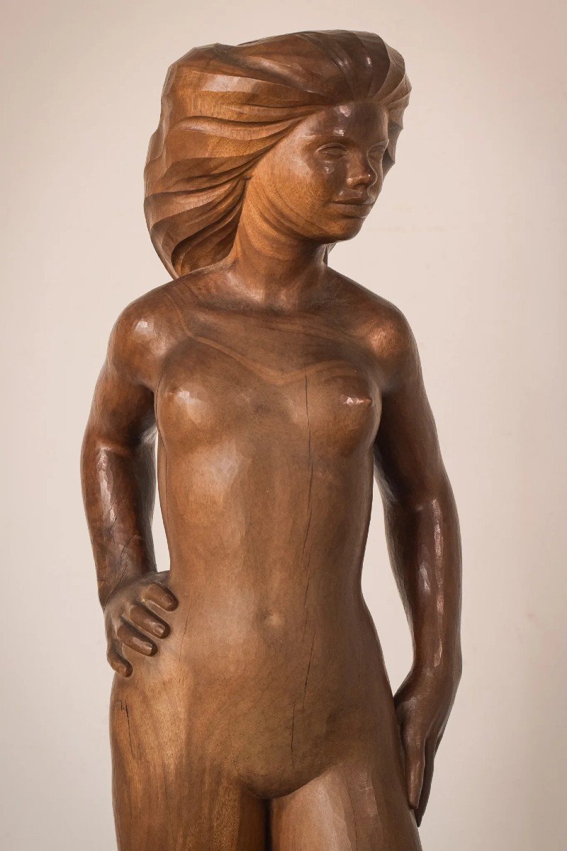 Wood Carved - Female Nude With Stand-photo-3