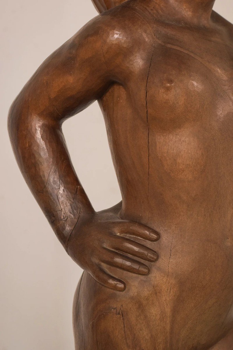 Wood Carved - Female Nude With Stand-photo-2