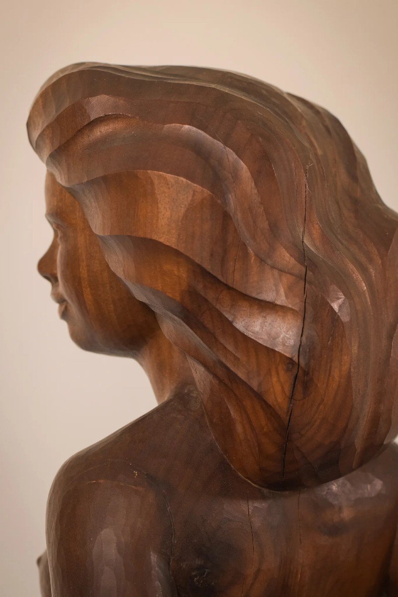 Wood Carved - Female Nude With Stand-photo-7