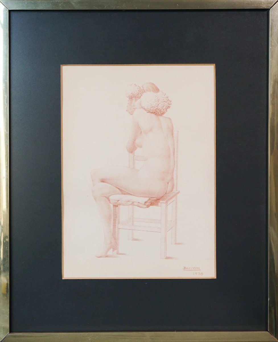 Barrera - Female Life Studies - Two Framed Drawings-photo-3