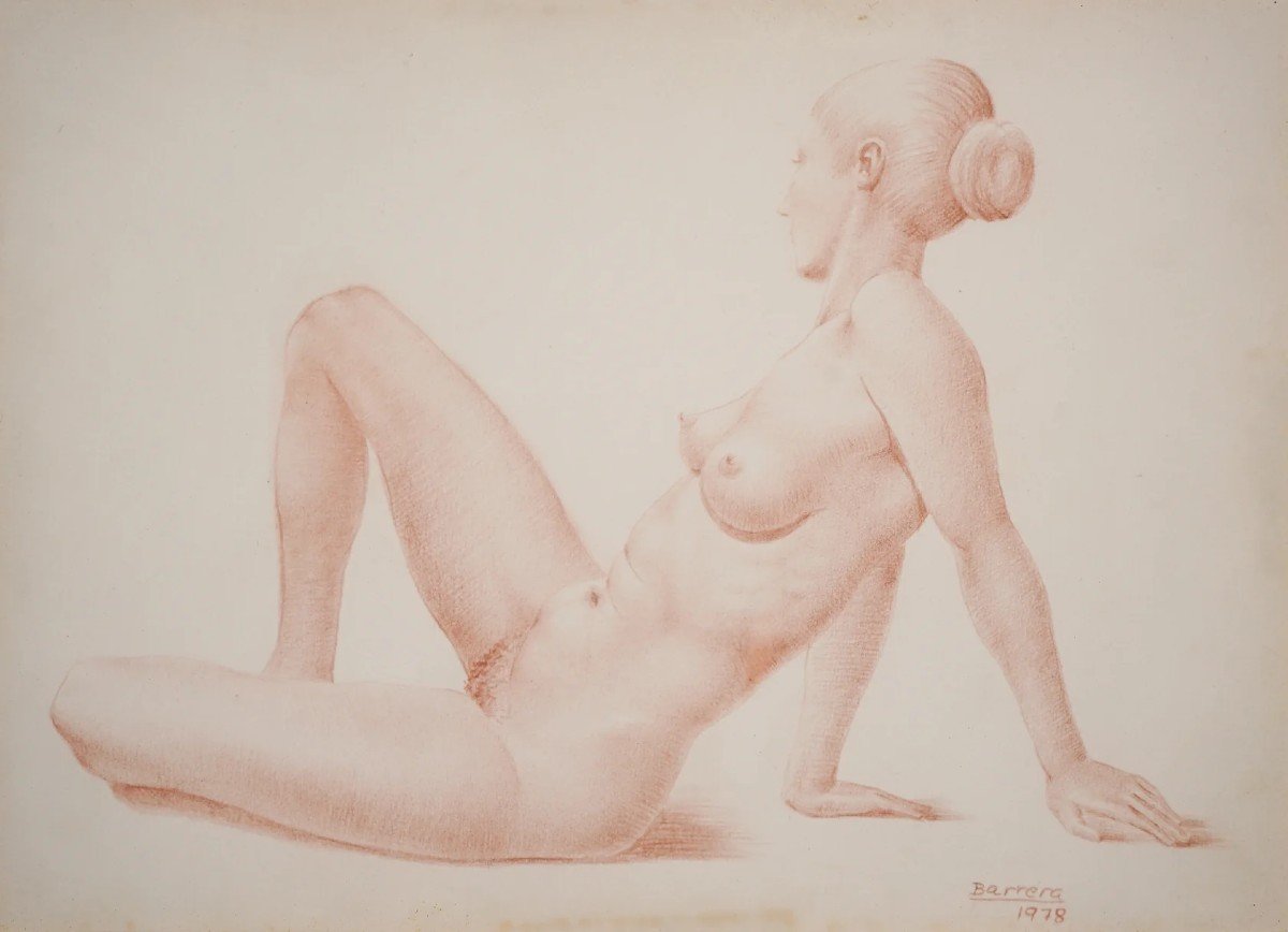 Barrera - Female Life Studies - Two Framed Drawings-photo-4