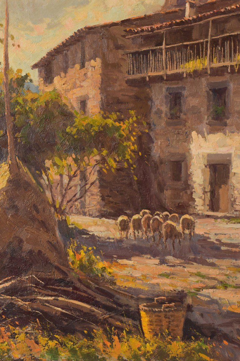 Francesc Carbonell Massabe - Farmyard With Sheep-photo-3