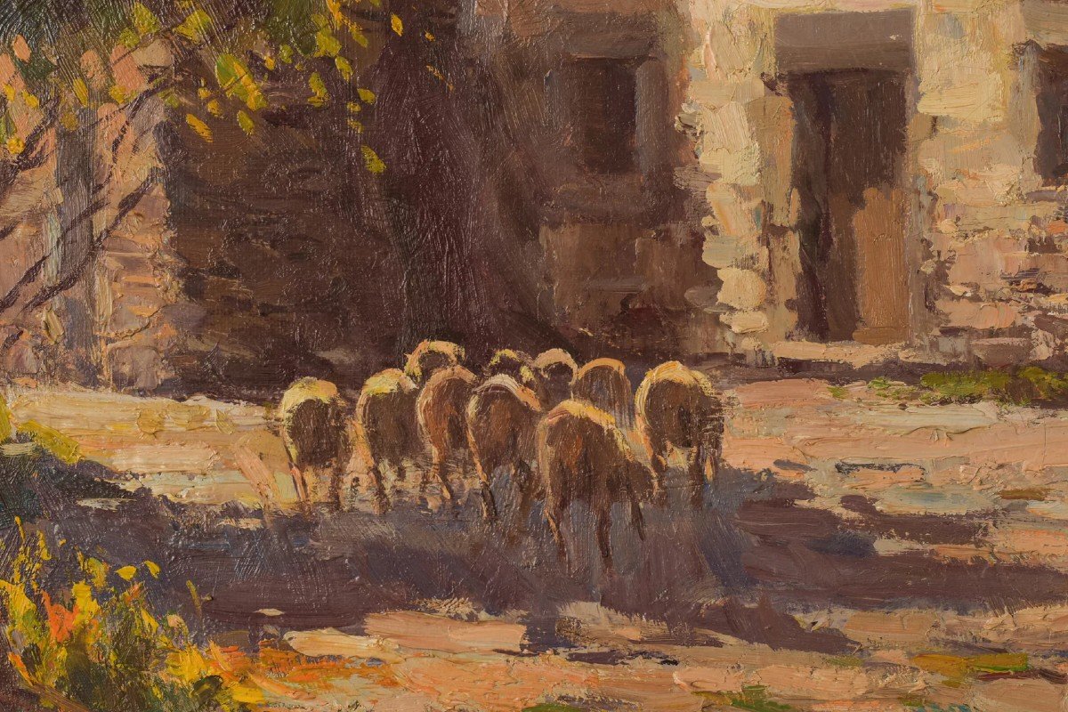 Francesc Carbonell Massabe - Farmyard With Sheep-photo-4