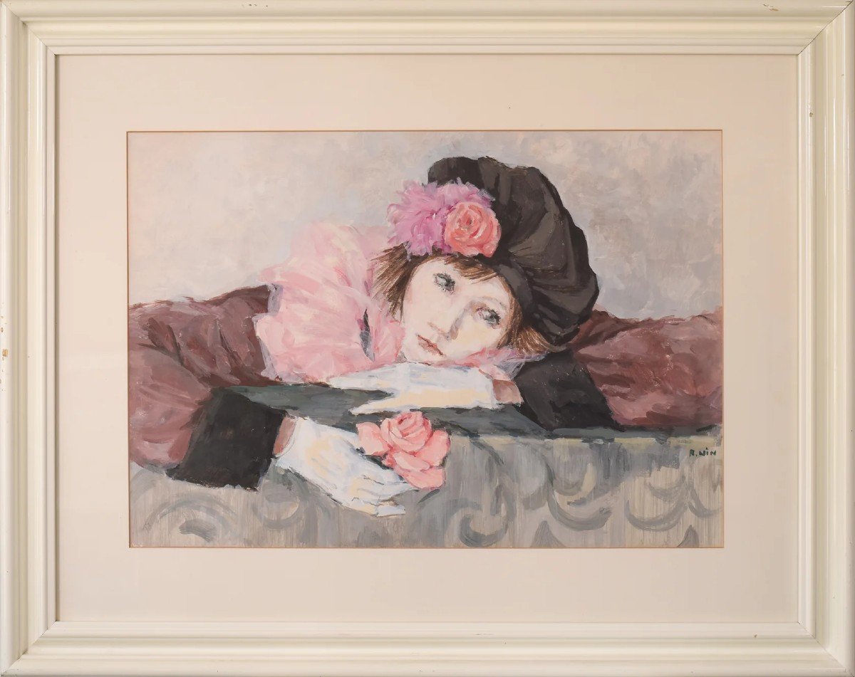 Portrait d'Une Dame à La Rose - Dans Le Goût De Manet-photo-2