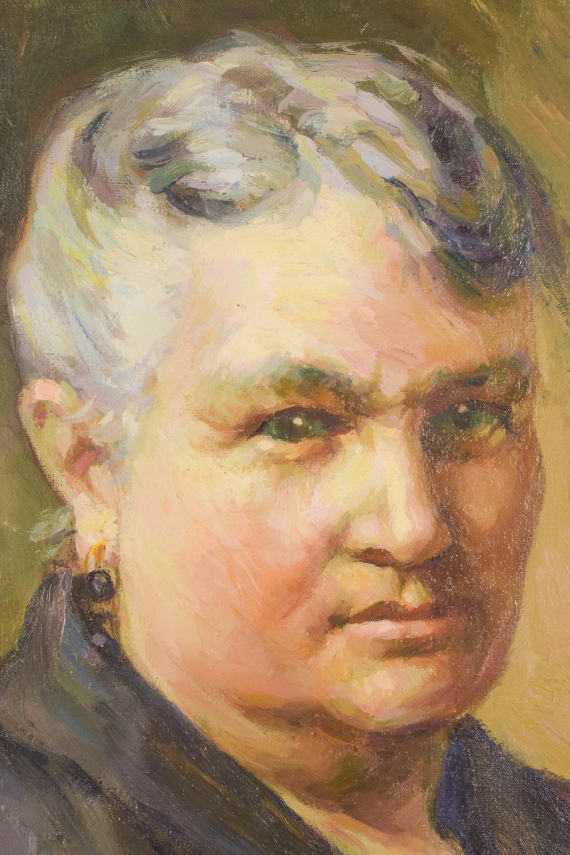 Portrait Of A Lady - Oil On Canvas-photo-4