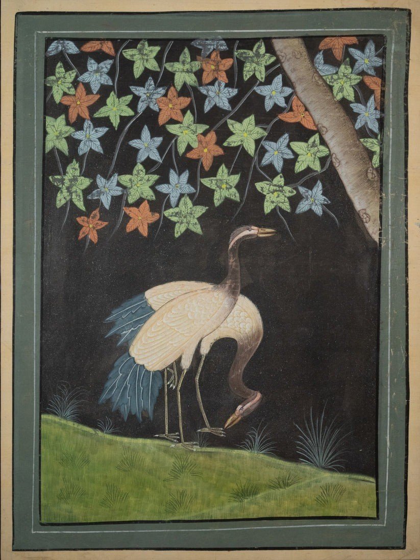 Persian Gouache Representing Two Herons - 19th Or 20th Century