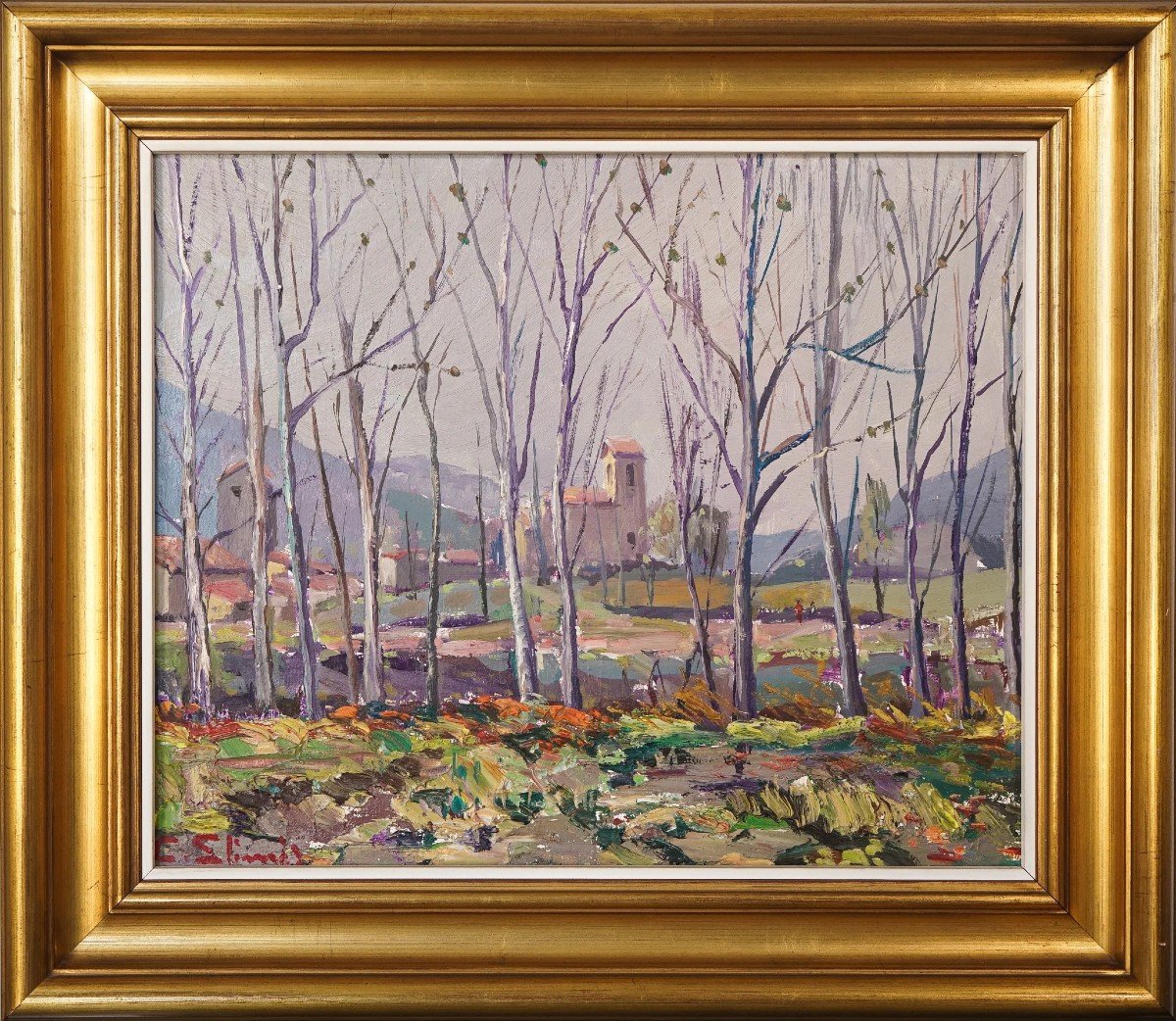 Post Impressionist Landscape - Oil On Canvas-photo-2