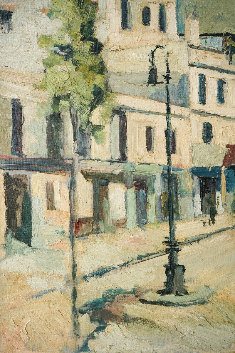 Impressionist Town Scene - Oil On Canvas-photo-1