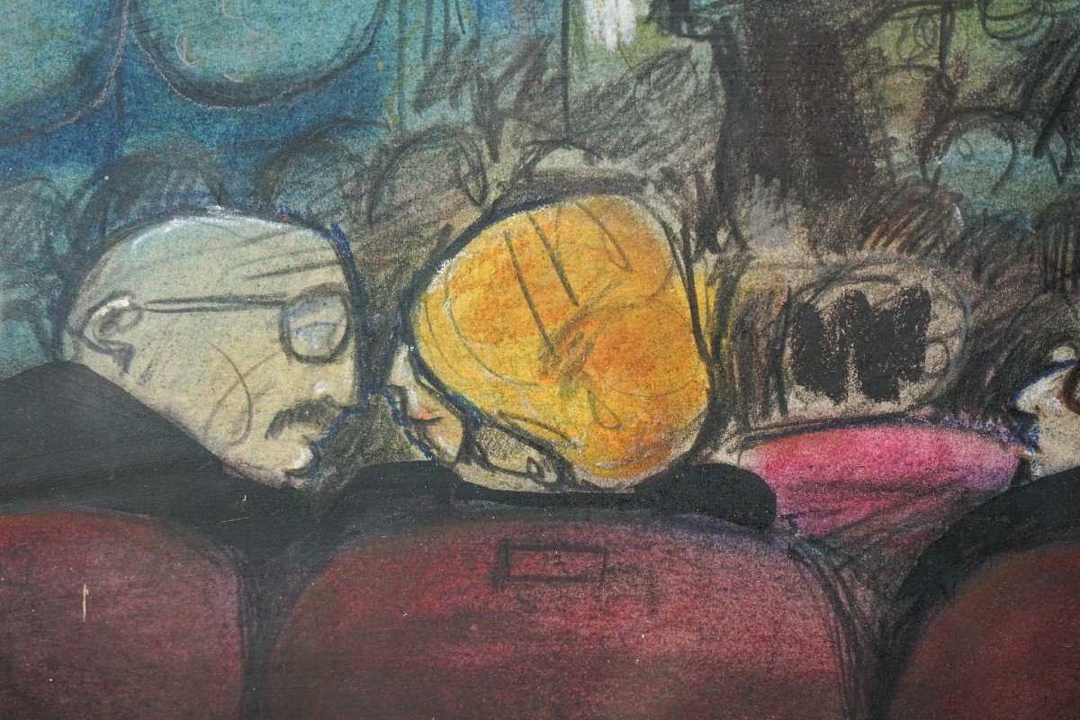 Scène De Théâtre De Bande Dessinée - Pastel Sur Papier-photo-3