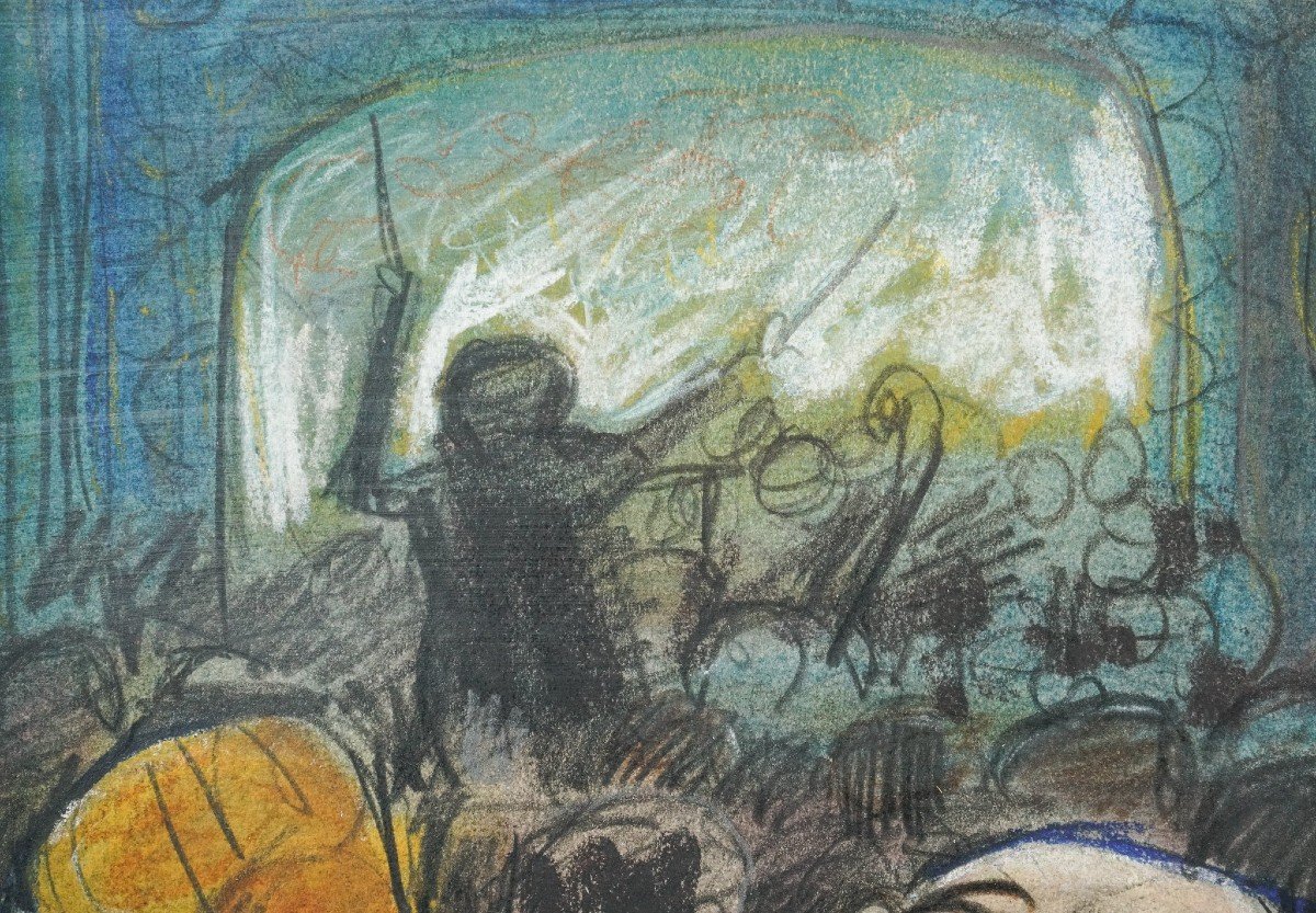 Scène De Théâtre De Bande Dessinée - Pastel Sur Papier-photo-4