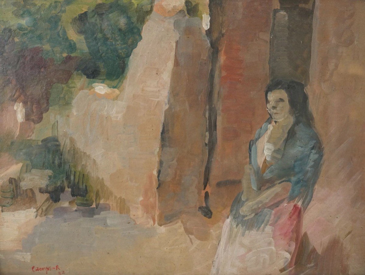 Plein Air - Impressionist - Study Of A Lady