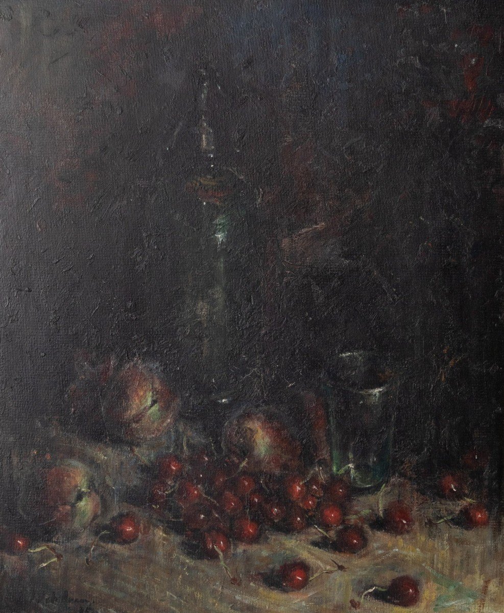 Nature Morte Atmosphérique étude à l'Huile - Signée Et Inscrite Au Dos