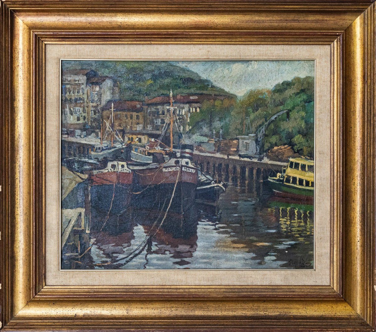 Peinture Impressionniste - Scène Portuaire-photo-2