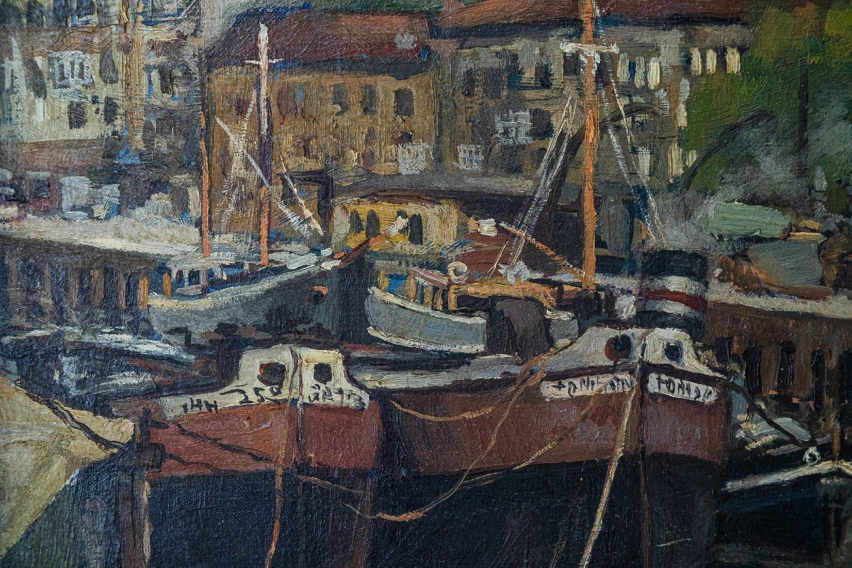 Peinture Impressionniste - Scène Portuaire-photo-3