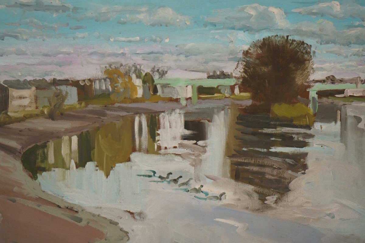 Pont De Kew Vers Le Strand On The Green - Peinture En Plein Air