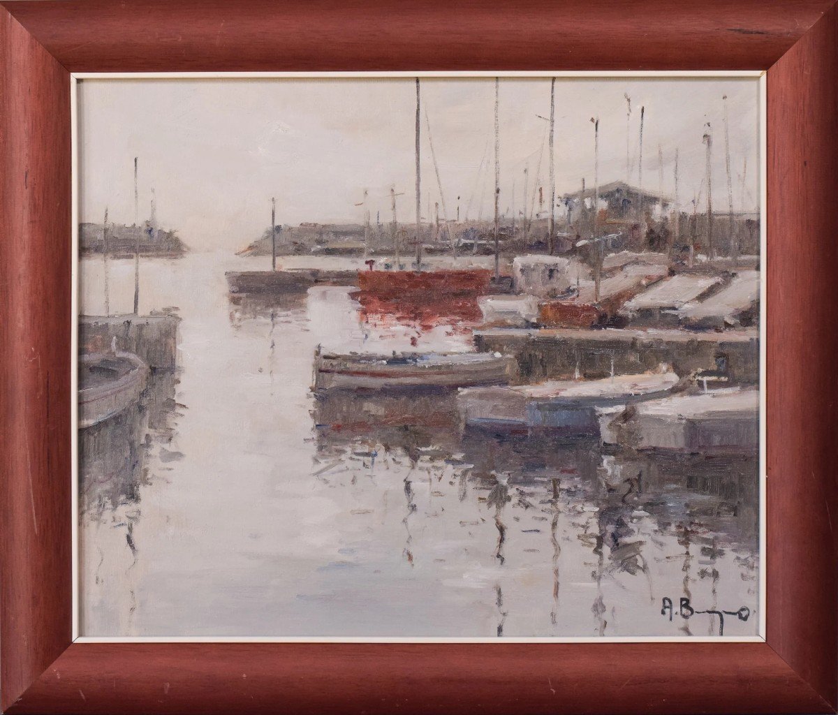 Postimpressionniste - Port Avec Bateaux De Pêche-photo-2