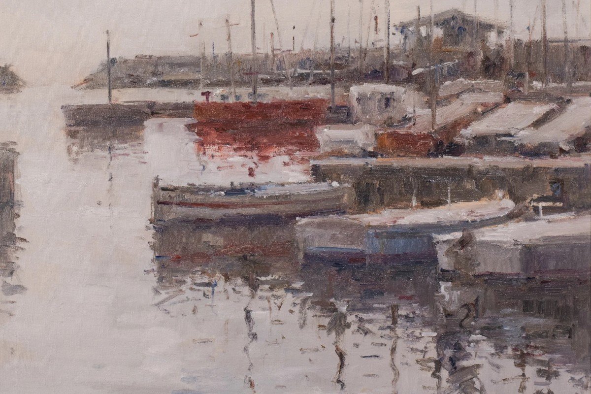 Postimpressionniste - Port Avec Bateaux De Pêche-photo-3