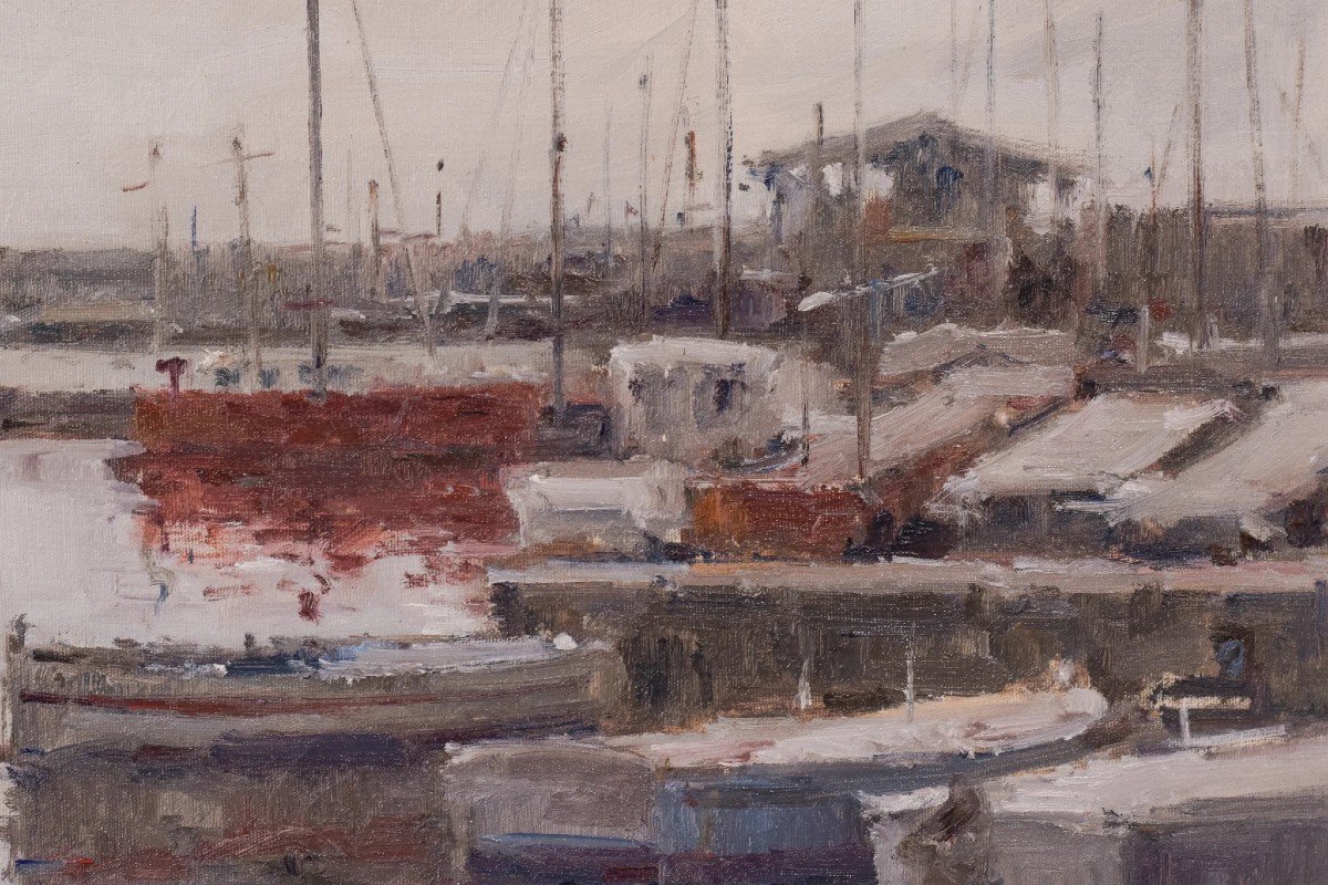 Postimpressionniste - Port Avec Bateaux De Pêche-photo-4