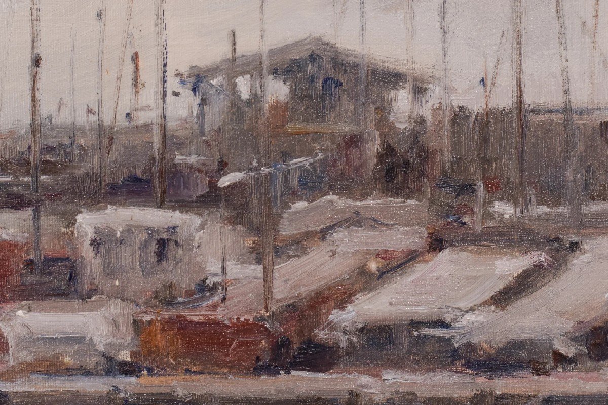 Postimpressionniste - Port Avec Bateaux De Pêche-photo-2