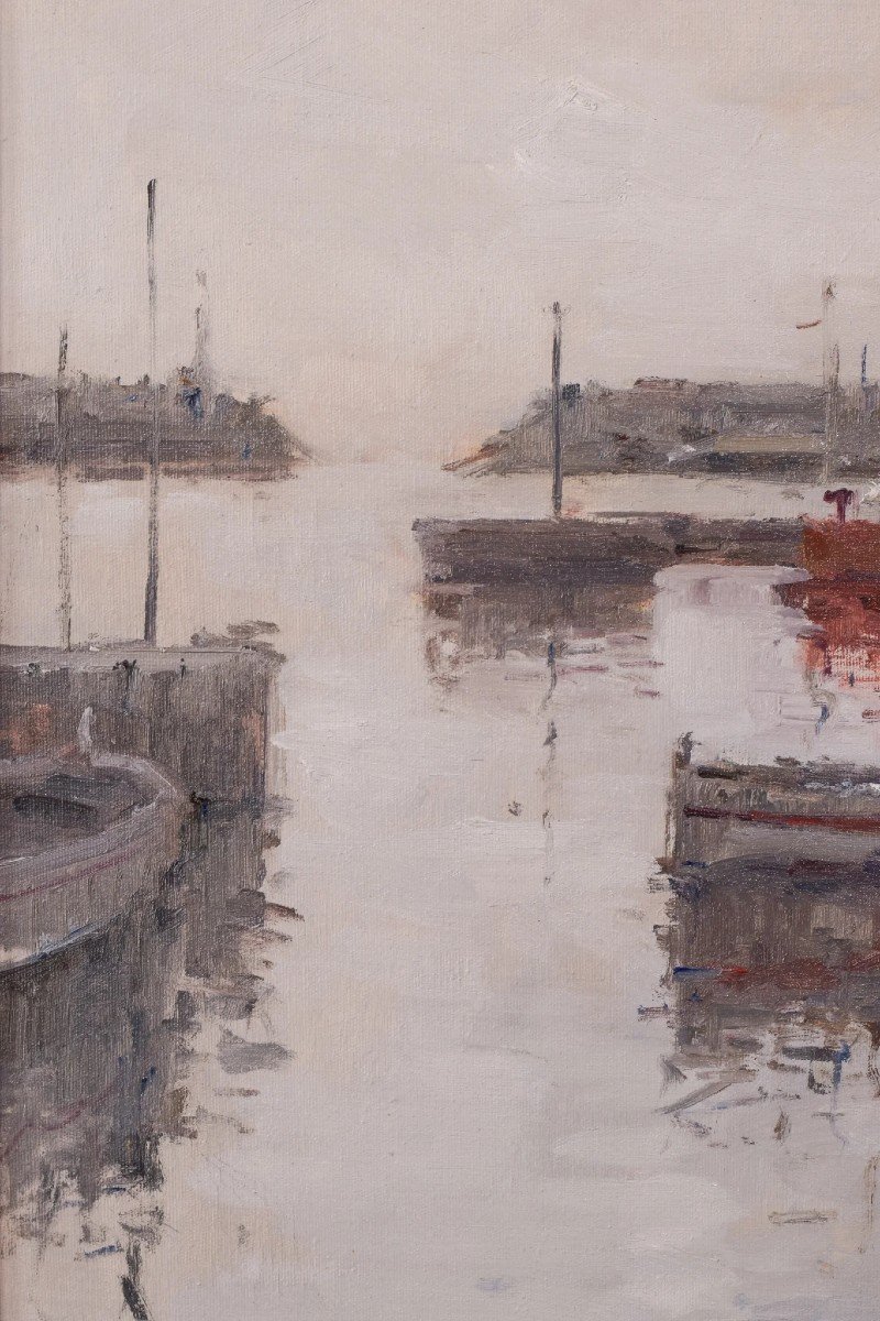 Postimpressionniste - Port Avec Bateaux De Pêche-photo-3