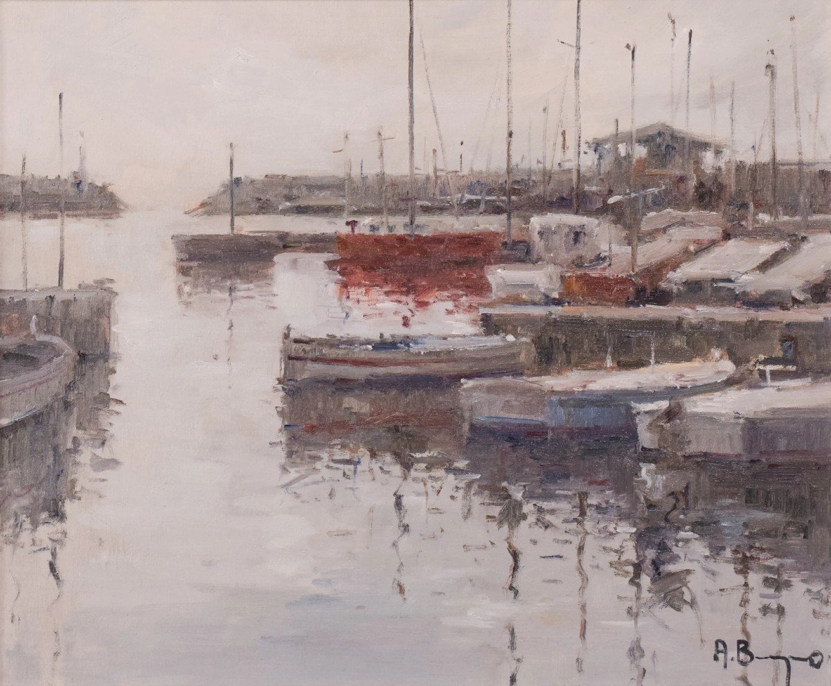 Postimpressionniste - Port Avec Bateaux De Pêche