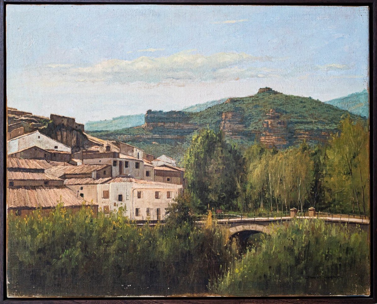 Benito Sanchez - Paysage De Montagne Catalan Avec Pont-photo-2