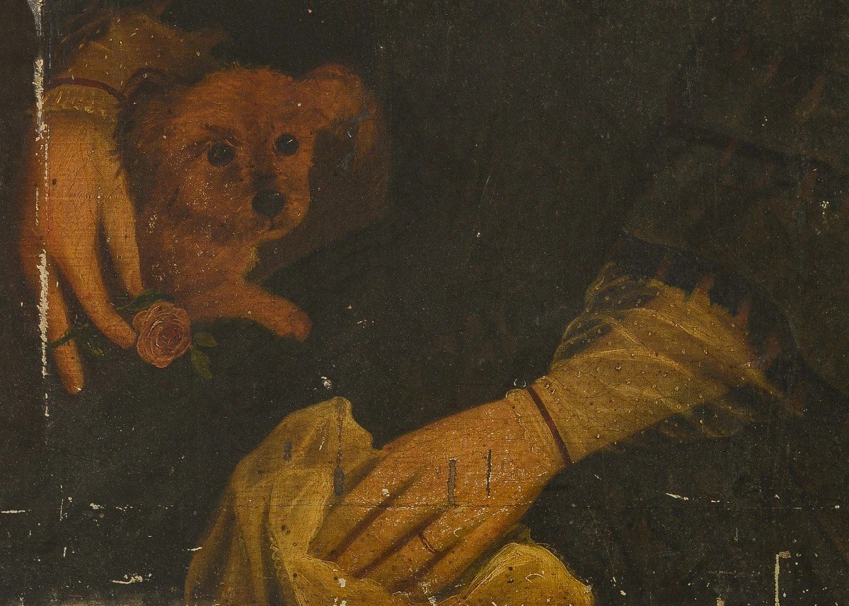 Projet De Restauration De Portraits Appariés Du XIXe Siècle : Une Dame Avec Un Chien Et Un Gent-photo-4