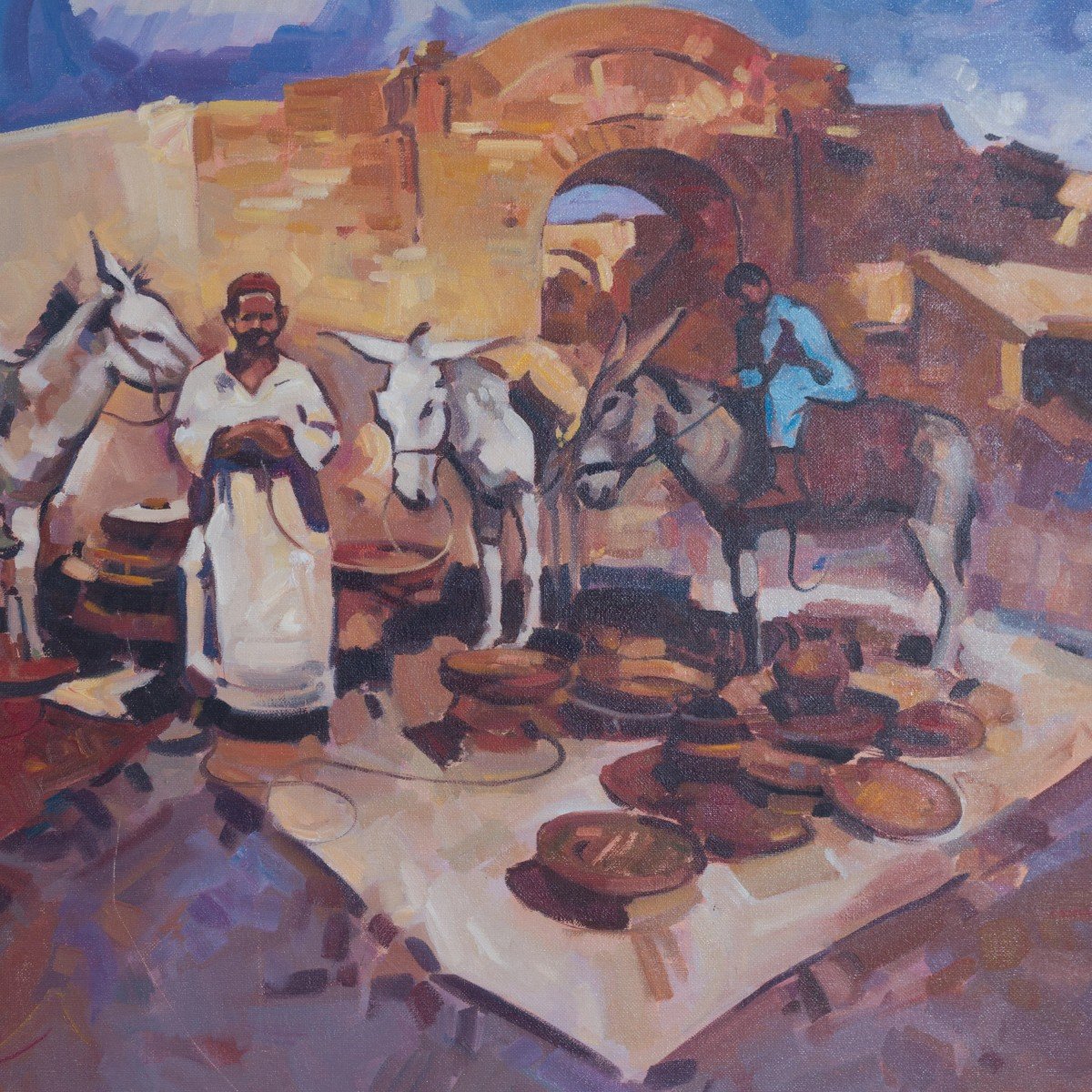 Antonio Villanueva – Moroccan Market Scene (b. 1940)-photo-3