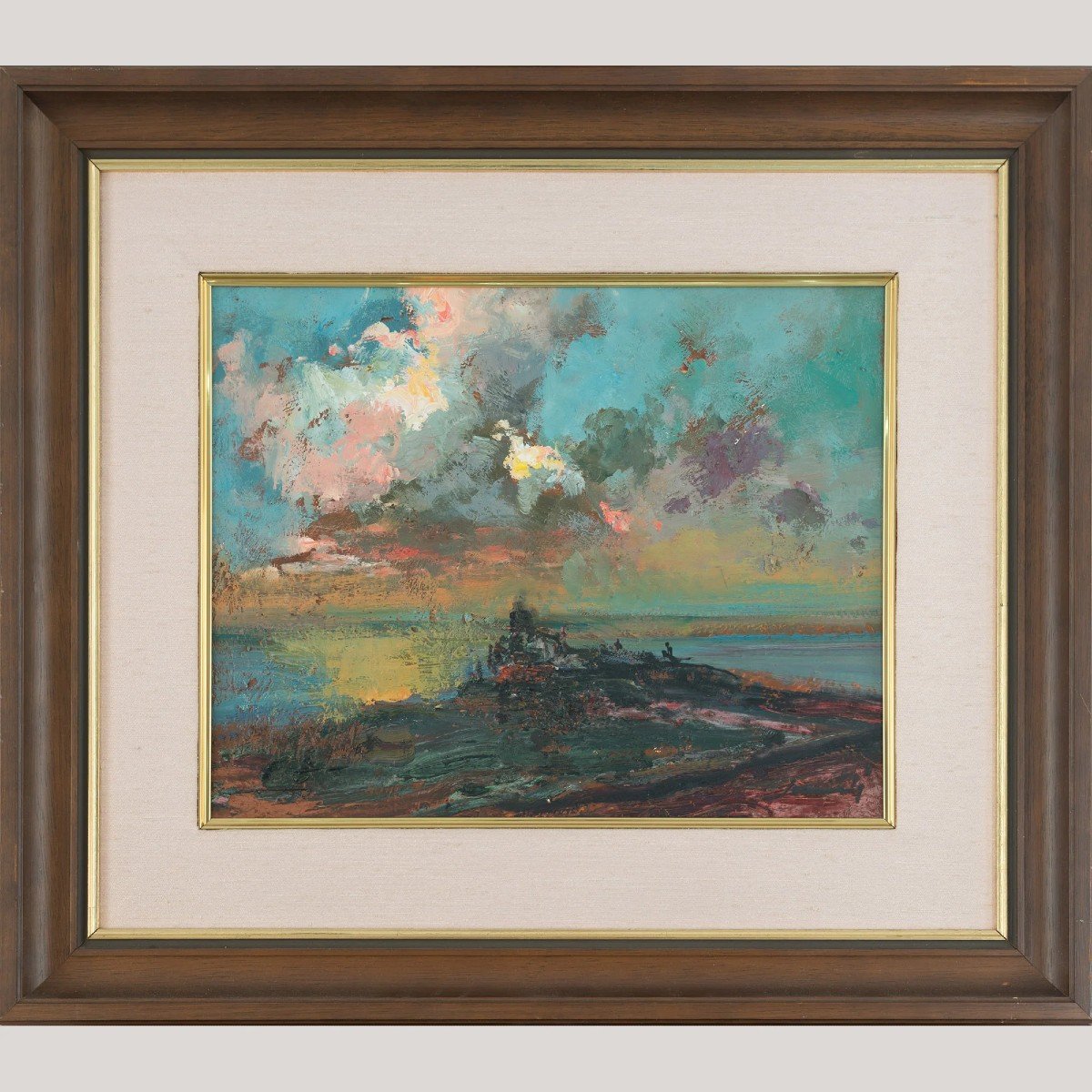 Expressive Impressionist Coastal Sunset Cloud Study - Oil Painting-photo-2