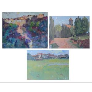 Three Framed Colorist Oils - Various Artists